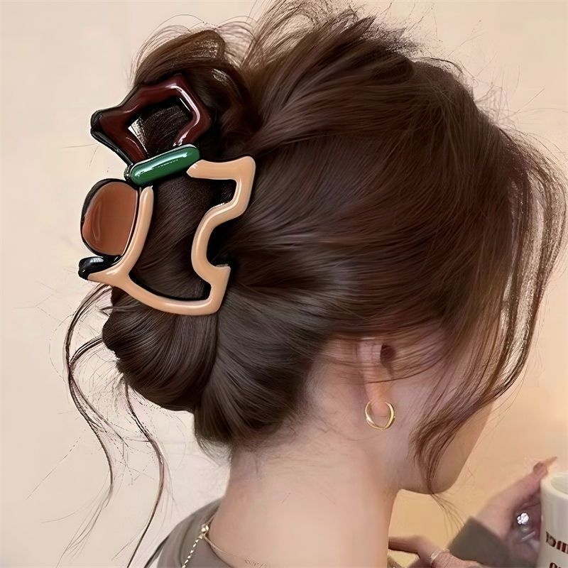 Ankora Red Button Grab Clip Women's Style Hair Shark Clip High-Level Sense Back Head Hairpin Headwear Hairpin