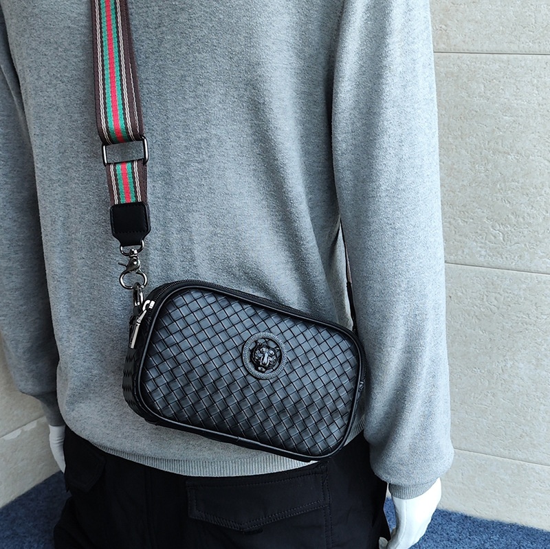 Woven Pattern Small Satchel Mobile Phone Bag Soft Leather Men's Bag Tiger Head Bag Shoulder Bag Large Capacity Small Square Bag Men's And Women's Bag