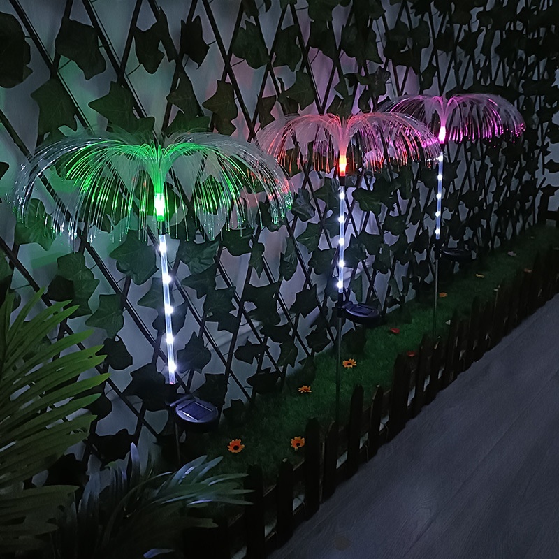 Outdoor Garden Lights Decorative LEDLawn Ground Lights Waterproof Landscape Lights Fiber Optic Solar Jellyfish Lights