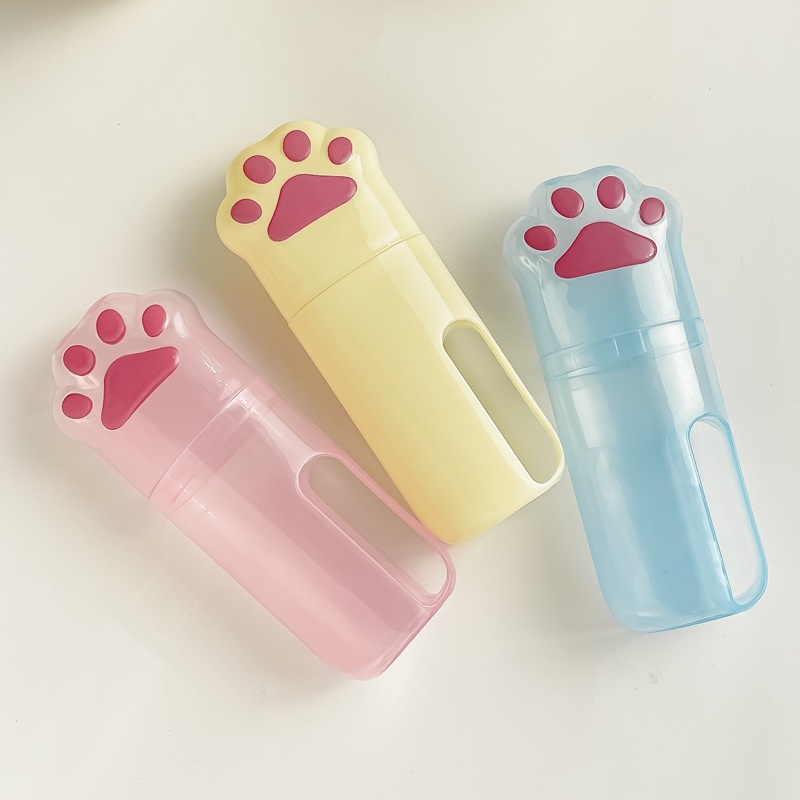 Travel Wash Cup Portable Toothpaste Toothbrush Storage Box Cat Claw Toothbrush Tube Creative Simple Children's Cartoon Toothbrush Box