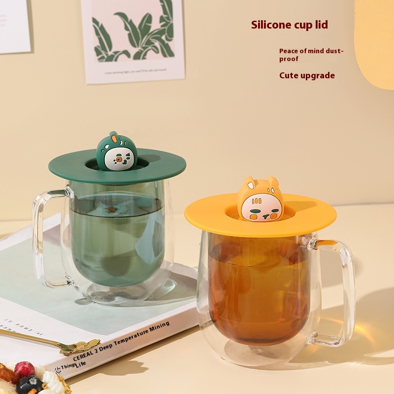 Cute Food Grade Silicone Universal Dustproof Water Cup Cover Accessories High Temperature Resistant Glass Mug Cover Universal Cover