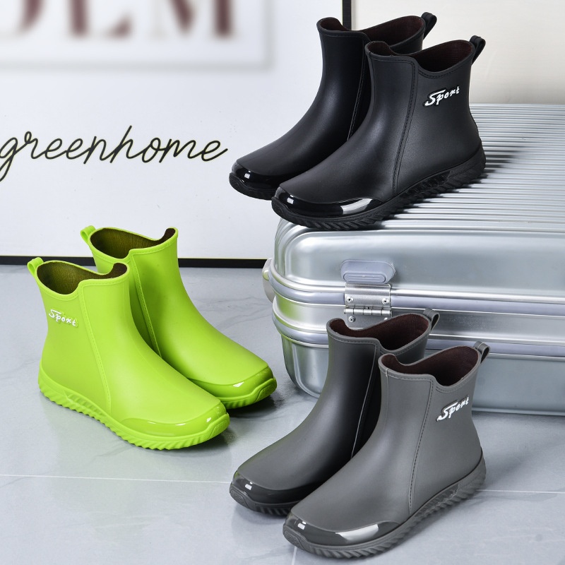 Waterproof Shoes Men's Thickened Water Boots Soft Bottom Short Barrel Takeaway Construction Site Car Wash High-end Rain Boots Non-slip Wear-resistant Rubber Shoes