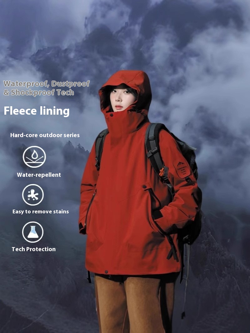 Large Size Windproof Mountaineering Work Clothes Three-in-one Water-repellent Jacket