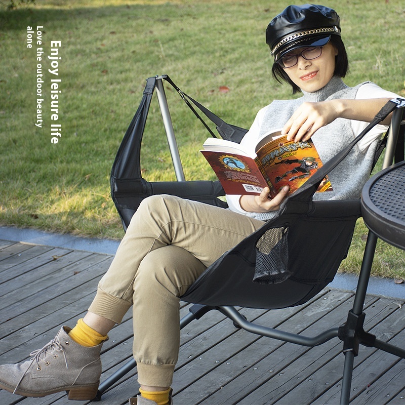 Outdoor Rocking Chair Balcony Adult Leisure Chair Camping Backrest Chair Thickened Folding Portable Nap Lazy Rocking Chair