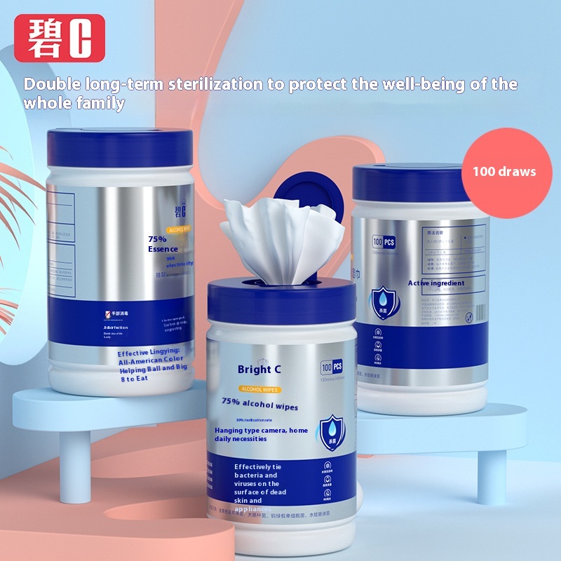 75 Degree Alcohol Disinfection Wet Wipes Barrel Toilet Paper Antibacterial Pure Cotton Wet Wipes Care Large Package Wet Wipes