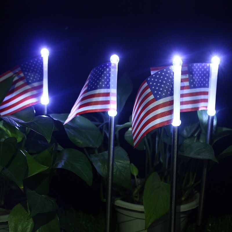 Solar Ground Lights LEDFlag Lights Outdoor Waterproof Independence Day Decorative Lawn Lights