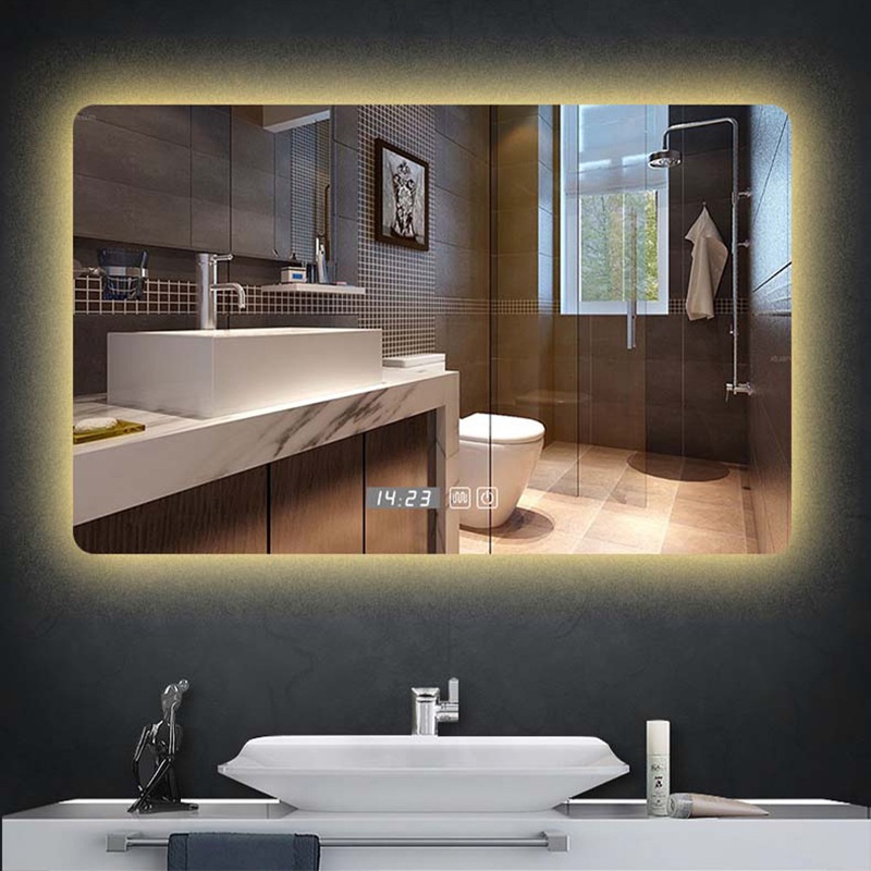 Backlit Square Mirror, Smart Bathroom Mirror With Light, Defogging, Vanity Mirror, Stylish And Simple Hotel