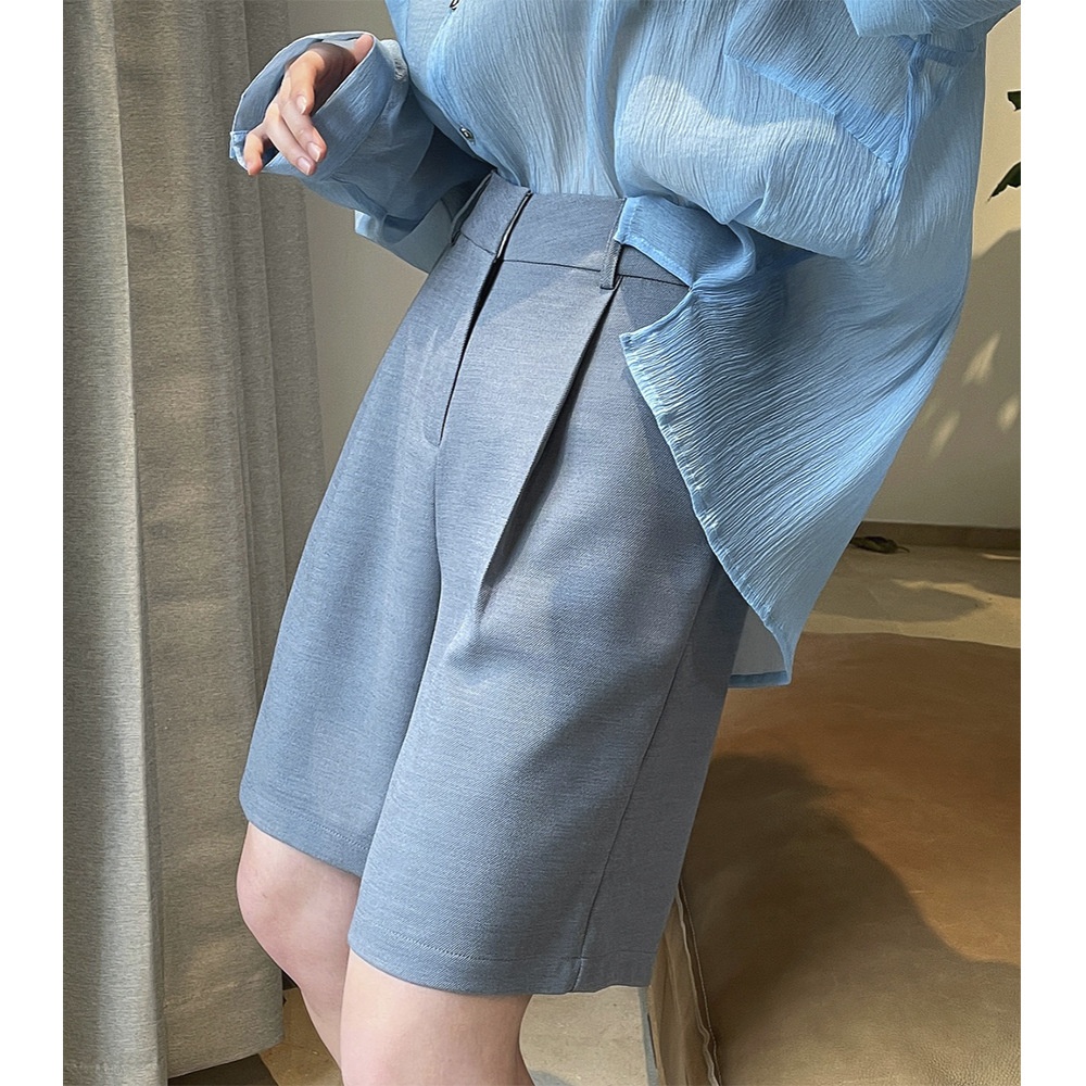 Spring And Summer Korean Version Fashionable High Waist Suit Pants Loose A-line Slim And Crisp Casual Shorts For Women