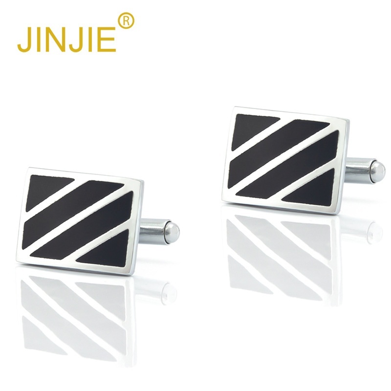 Square Diagonal Stripes Enamel Paint Metal Cufflinks Foreign Trade Men's French Shirt Cufflinks
