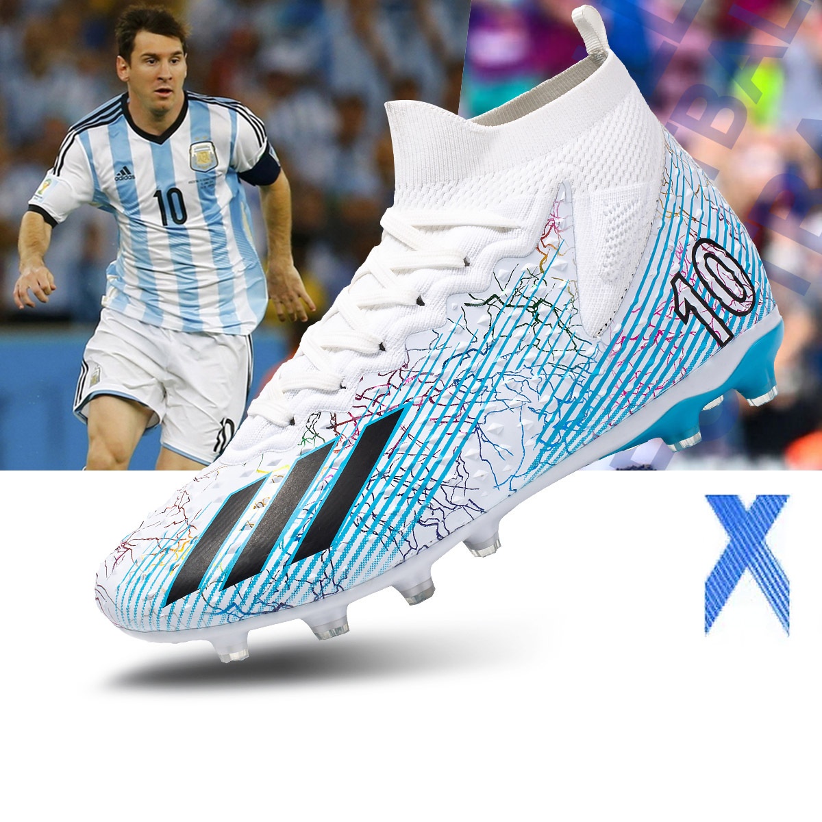 High-top Football Shoes For Men And Women World Cup Professional Competition Shoes High-quality Seamless Long Nail Broken Nail Football Shoes