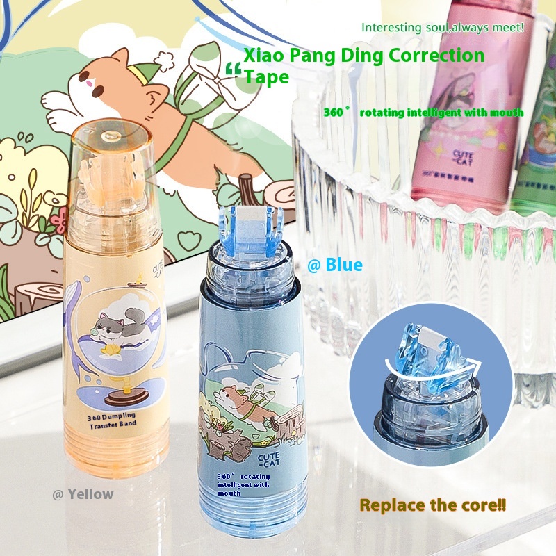 Cartoon Rotatable Correction Tape For Students Large Capacity Correction Tape High Value Correction Tape Cute Learning Stationery