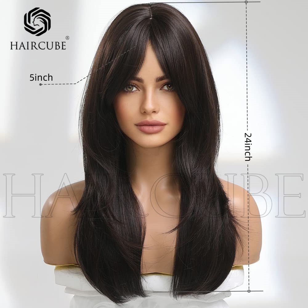 Foreign Trade Product Chemicals Hair And Makeup Women Black Eight-letter Shark Hair And Makeup Wigs Natural Realistic Everyday Use - 2