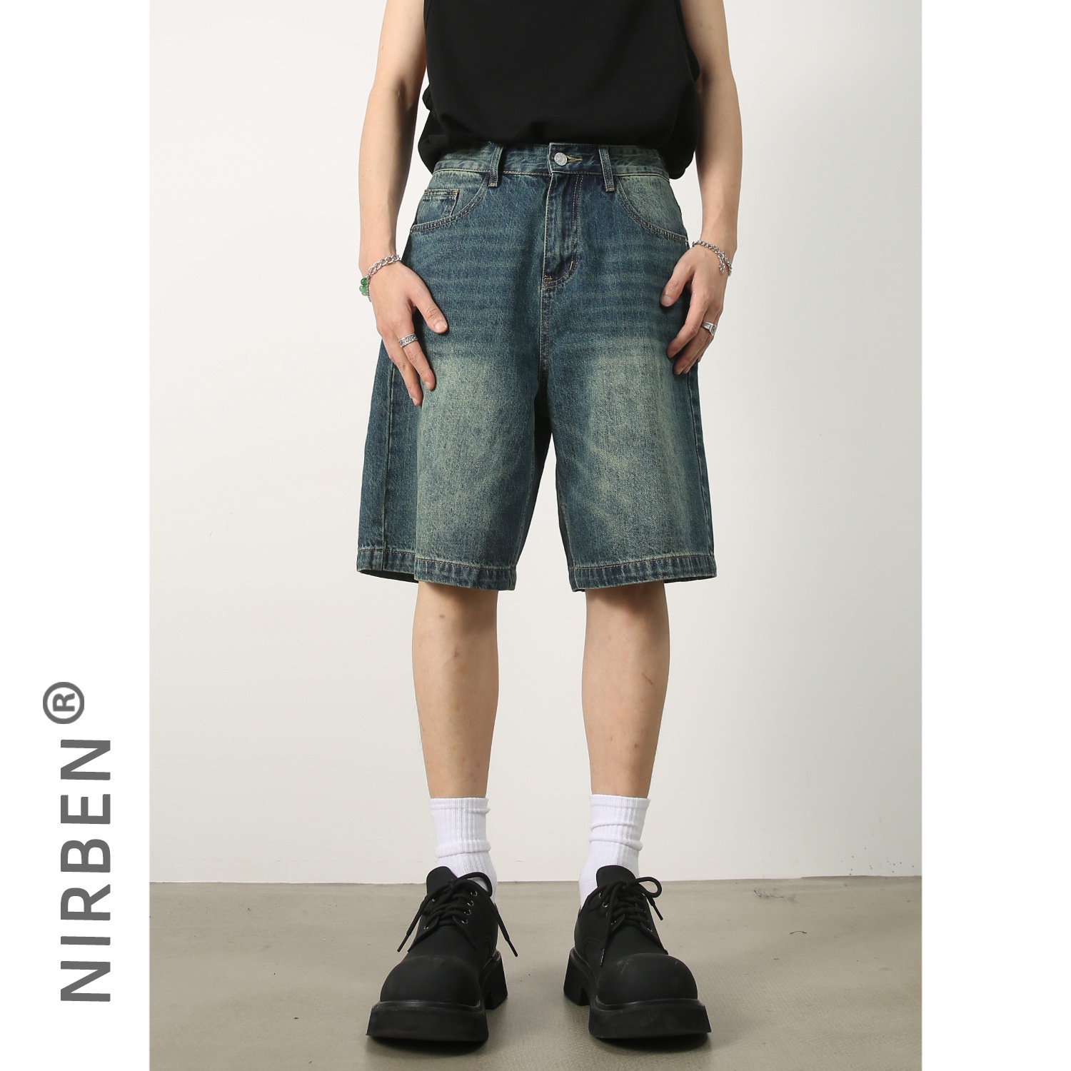 Nirben Denim|Denim Shorts Men's Summery Shorts Loose Versatile Casual Pants