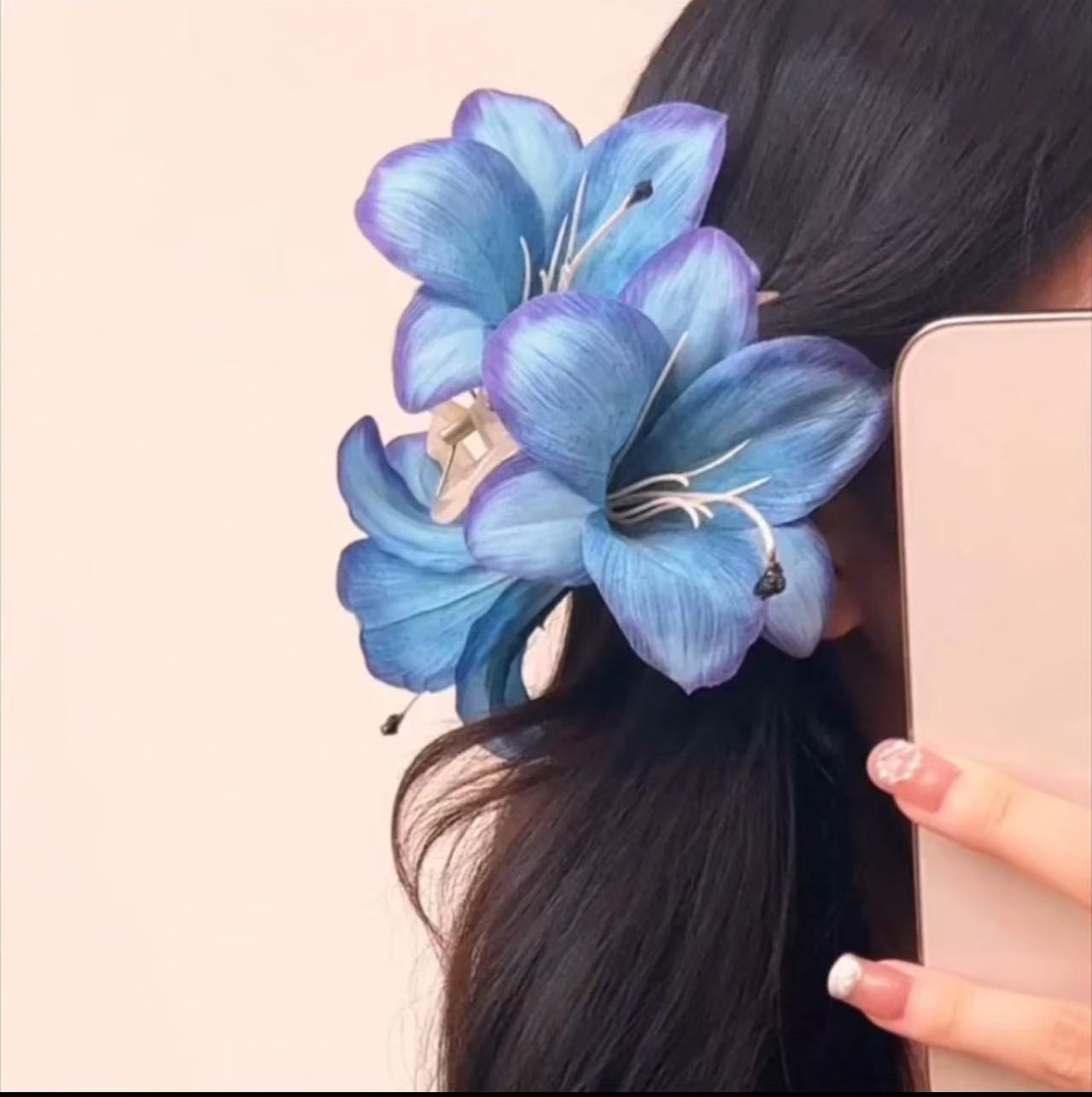Super Fairy Purple Lily Flower Clip Miss Xing Zi Atmosphere Holiday Flower Hair Clip Hair Accessories Hair Accessories