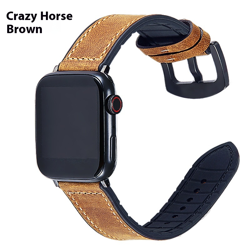 Suitable For Apple Watch456 SEApple Watch Iwatch Sports Waterproof Silicone Sticker Genuine Leather Strap