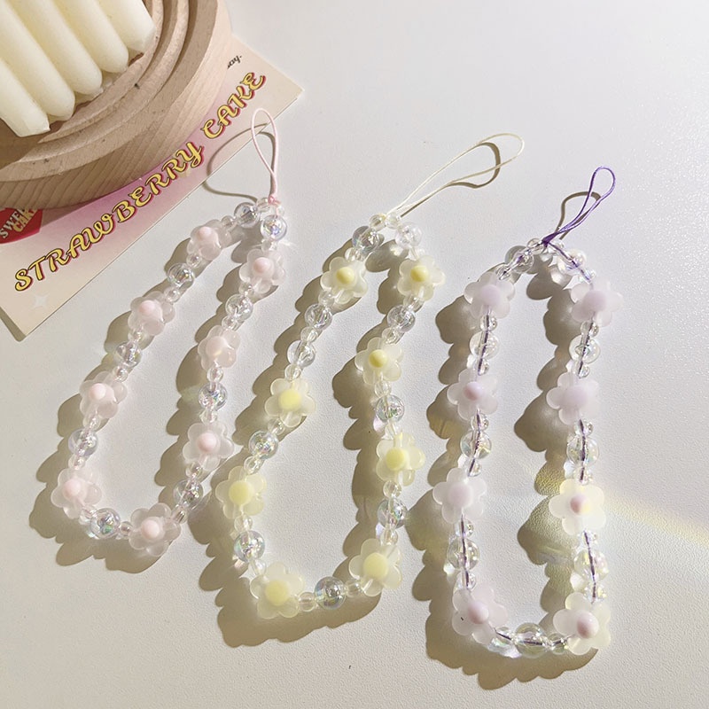 Girly Flower Beads Chain Hand-held Rope Pendant Universal Mobile Phone Case Convenient Anti-lost Mobile Phone Lanyard Keychain