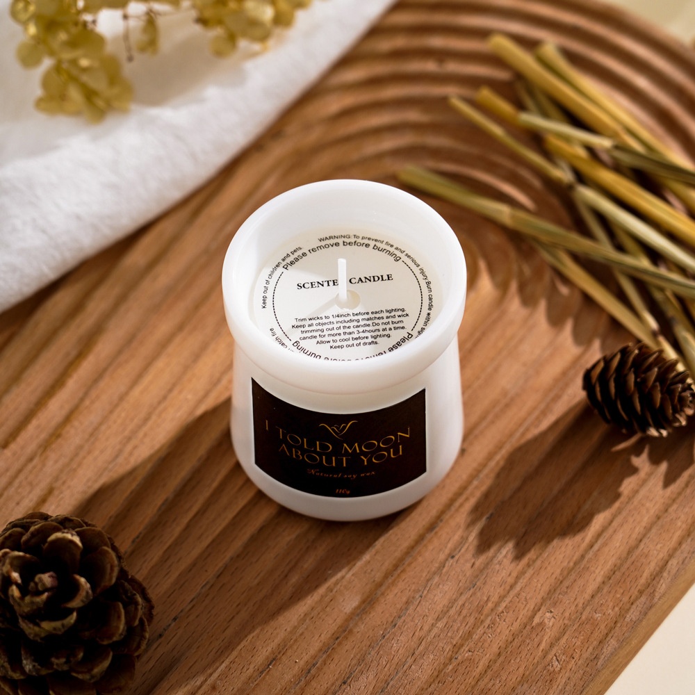 风白色系简约火红香薰蜡烛罐已填充植物大豆蜡礼物居家花形香