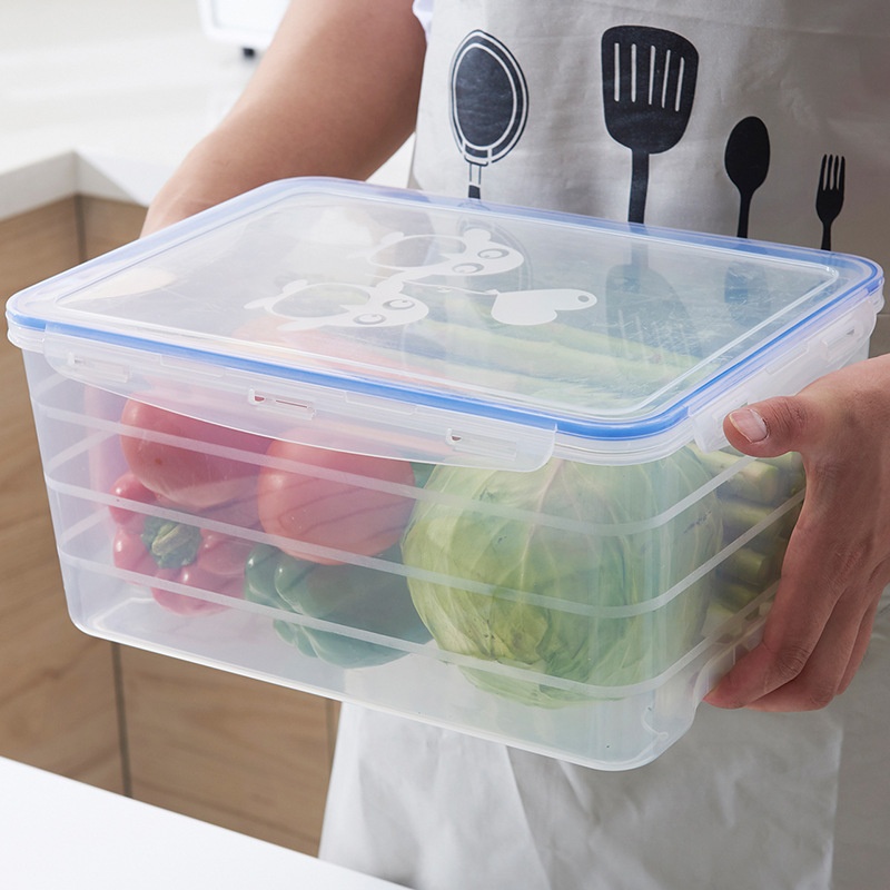 Commercial Large Capacity Fresh-keeping Box Plastic Refrigerator Storage Box Fruit And Vegetable Storage Food Frozen Refrigerated Storage Box