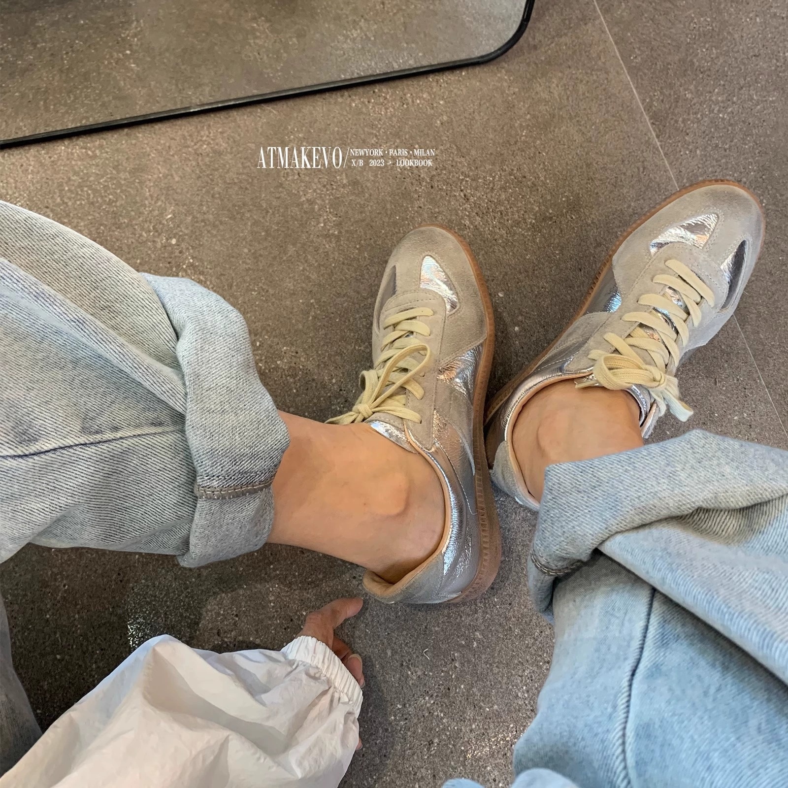 Silver Dexun Shoes For Women Spring Retro Leather Sports Casual Shoes For Women Flat Shoes Genuine Leather Sneakers