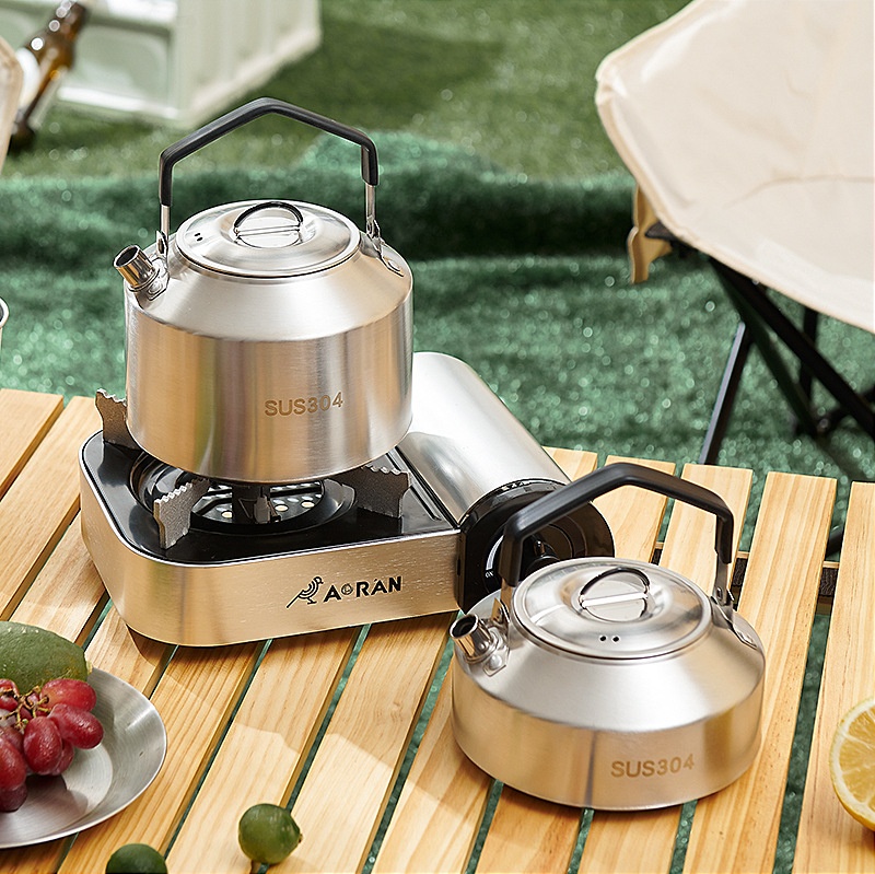 Outdoor304 Stainless Steel Kettle Picnic Camping Cooker Foldable Camping Teapot Portable Kettle
