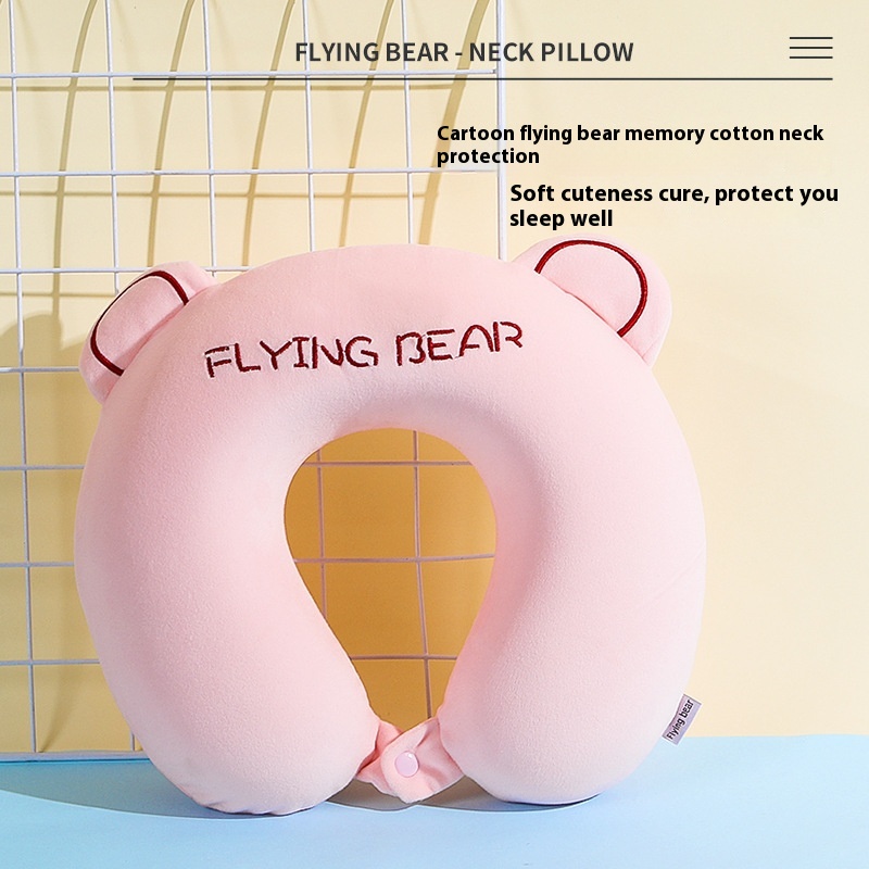 Cartoon Memory Foam U-shaped Pillow Office Nap Neck Pillow Travel Portable Neck Pillow Slow Rebound Airplane Pillow