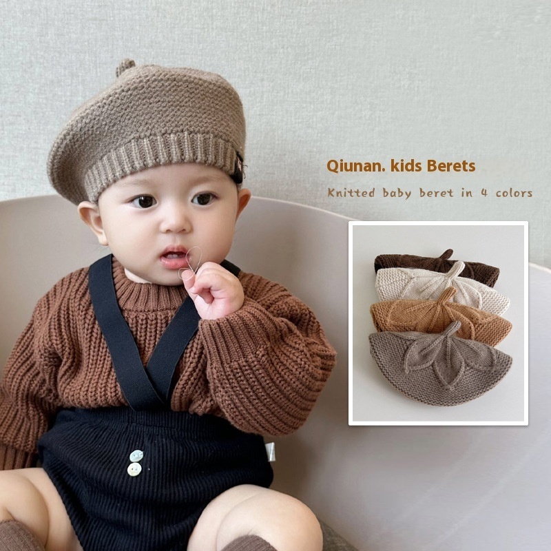 Autumn South Korean Children's Hat Autumn And Winter Simple Boys And Girls Knitted Hat Beret Baby Painter Hat