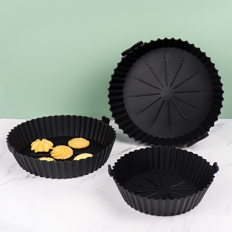 Air Fryer Silicone Baking Tray Reusable Foldable Round Silicone Baking Baking Tray Air Fryer Baking Tray