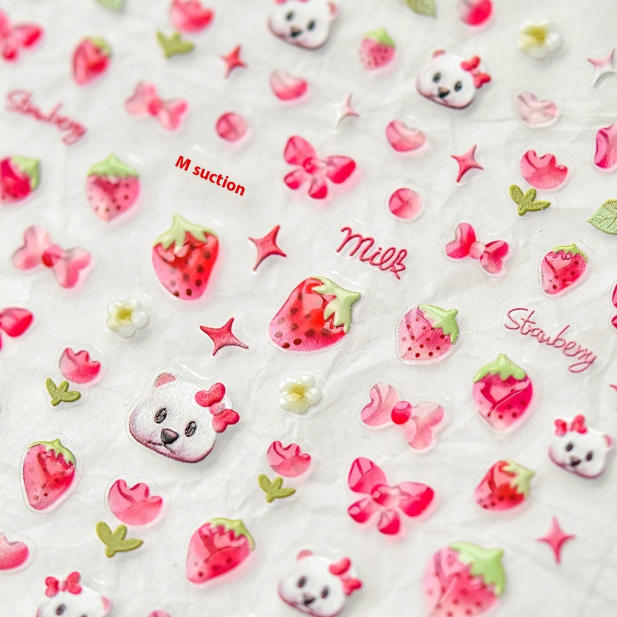 Tomoni Jelly Nail Stickers Cute Nail Stickers Japanese Strawberry Bear3798
