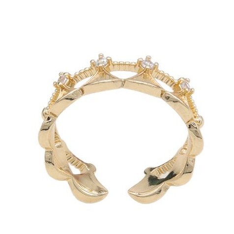 Niche Crown Fan-shaped Design Ring Empty-holder Open High-grade Adjustable Ring Small Fresh Elegant Fashion Women