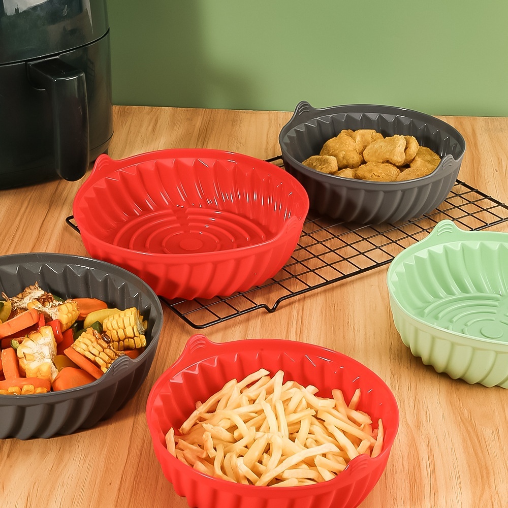 Air Fryer Silicone Mat Round Baking Tray Reusable Lined Non-stick Oil Easy To Clean High Temperature Resistant Pot Mat