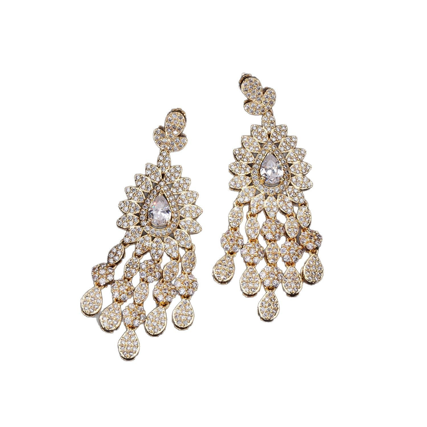 Arrival Full Diamond Wheat Elegant High-grade Earrings Women's Niche Alloy Earrings Claw Chain Light Guofeng Earrings