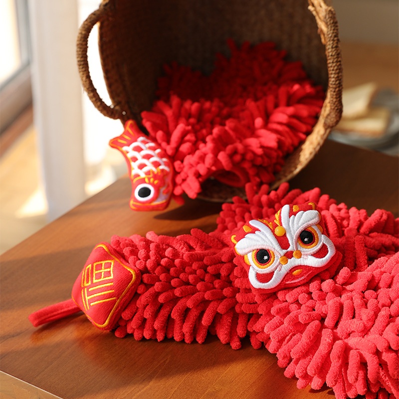 Shaking Chenille Hand Towel Hanging Cute Wedding Hand Towel Ball Red Festive Cartoon Kitchen Bathroom Handkerchief