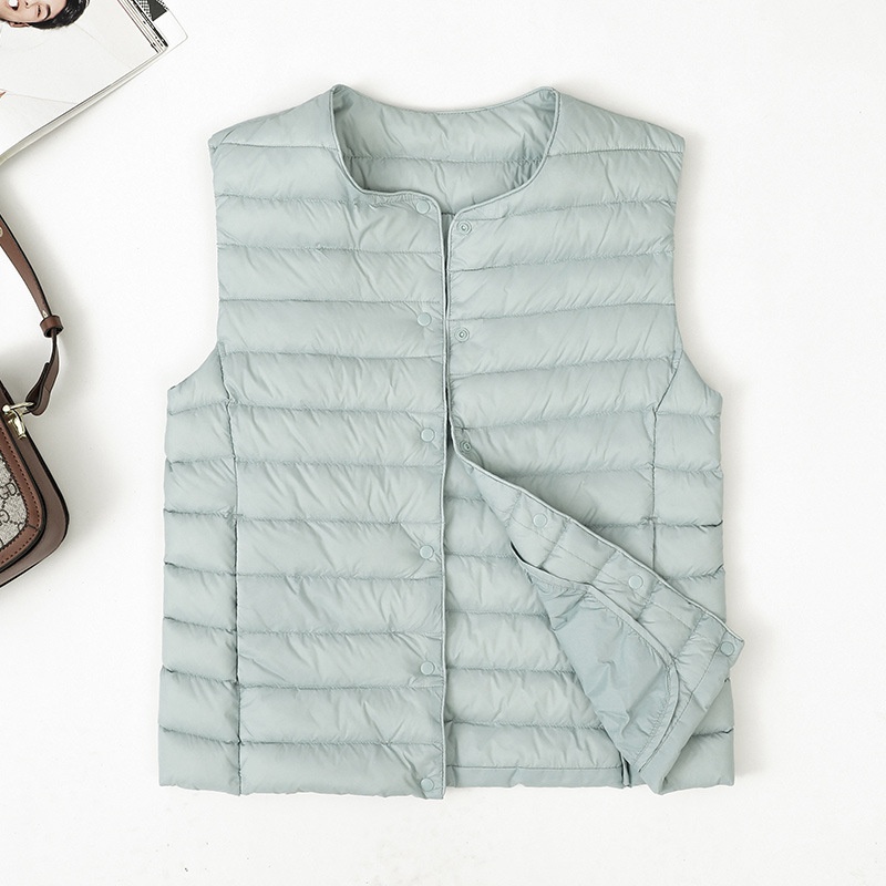 Autumn And Winter Lightweight Down Jacket Women's Liner Vest Round Neck Wear Collarless Lightweight Vest Thin Style