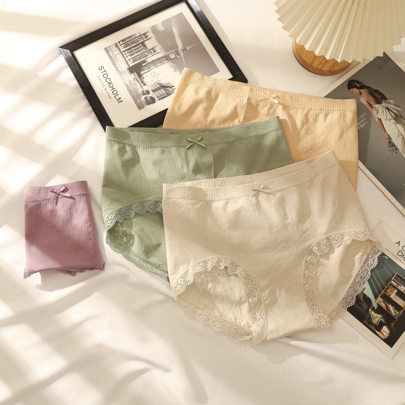 Large Size Underwear For Women,Fat MM200 Pounds,Pure Cotton Crotch,Small Fresh,Medium Sweet Waist,Japanese Lace Women's Briefs