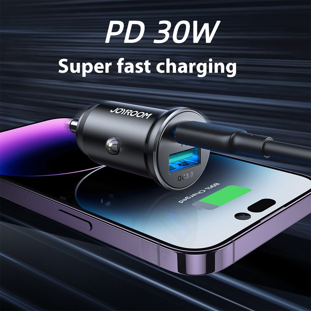 30 WFast Charging Metal Mini Car Mobile Phone Charger PDDual Port Charger Sturdy And Durable QC3.0 Car