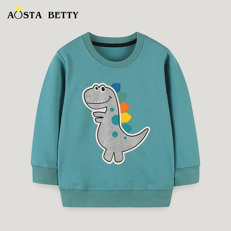 Autumn23 Boys'Sweatshirts For Small And Medium-sized Children European And American Children's Dinosaur Print Pullovers Baby Cotton Bottoming Shirts