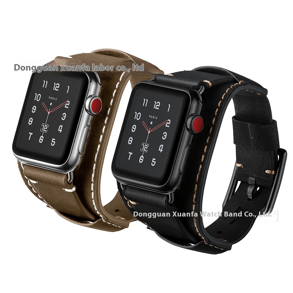 Applicable To Apple Watch12345678 SEWatch Strap Crazy Horse Leather Bracelet Strap First Layer Cowhide