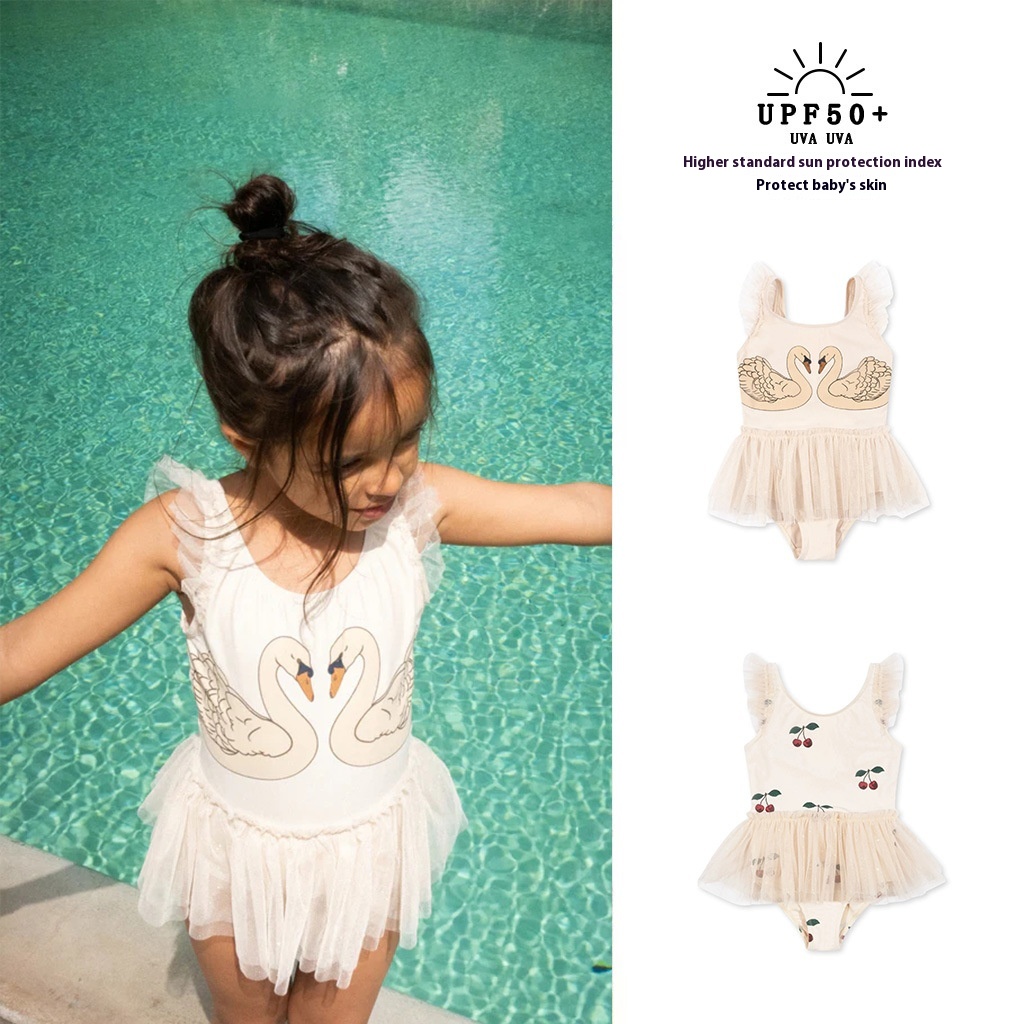 Princess Mesh Swimsuit Baby One-piece Sling Girls Cute Swimsuit Ks Quick-drying Sunscreen Swimsuit