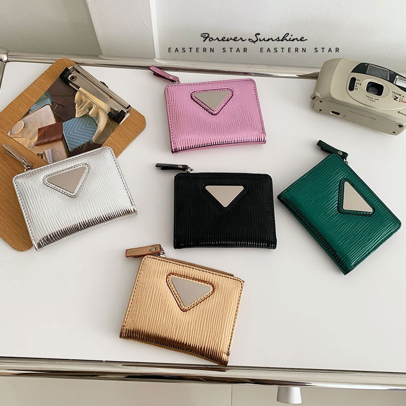 Laser Triangle Hardware ~ Korean Large Capacity Wallet Ladies Student Simple Korean Chic Large In Stock