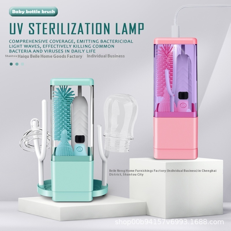 Baby Bottle Brush Electric Cup Brush Drying Rack Automatic Ultraviolet Sterilization Multifunctional Pacifier Cleaning Brush