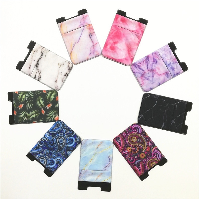Heat Transfer Lycra Mobile Phone Card Holder Multi-card Slot Lycra Card Holder Printed Stretch Fabric Card Holder In Stock
