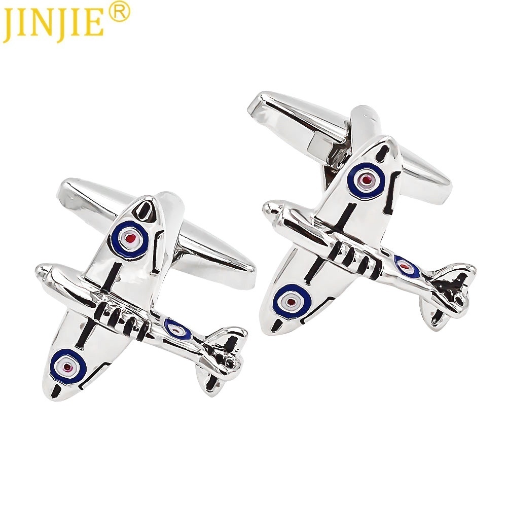 High-grade Silver Aircraft Paint Metal Cufflinks Men's Business Casual French Cufflinks Cufflinks
