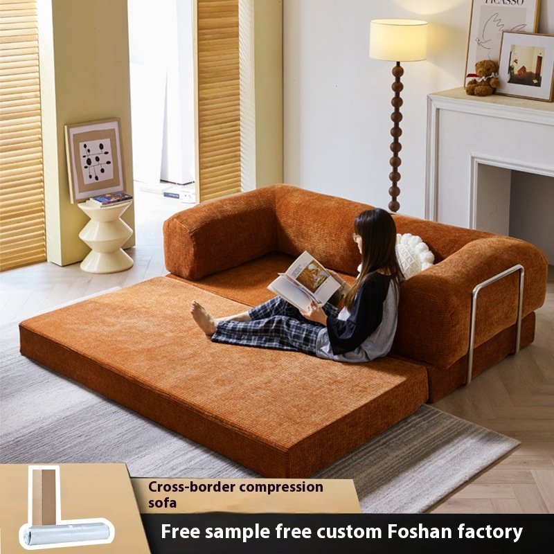 Compression Sofa Bauhaus Sofa Bed Corduroy Removable And Washable Large And Small Household Straight Row Full Sponge Folding Lazy