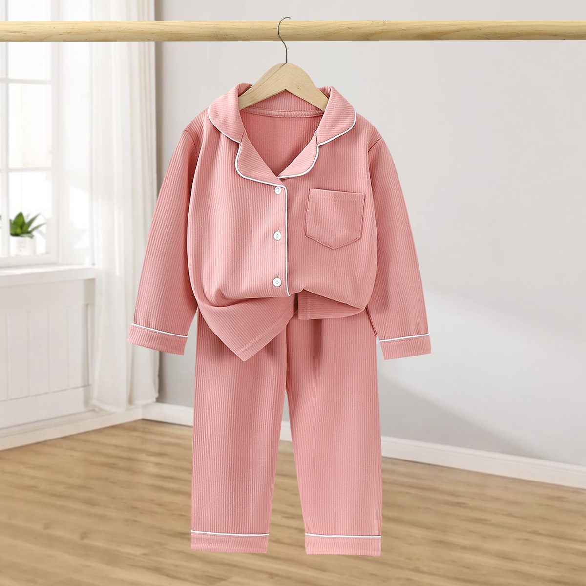 German Velvet Pajamas Children's Pajamas Boys And Girls Autumn And Winter Long-sleeved Two-piece Suits Boys And Girls Lapel Home Clothes