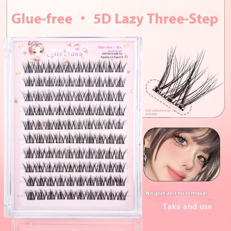 Ten Rows Of Glue-free False Eyelashes 5D Lazy Trilogy Thick Big Curly Eyelashes Curled Soft False Eyelashes