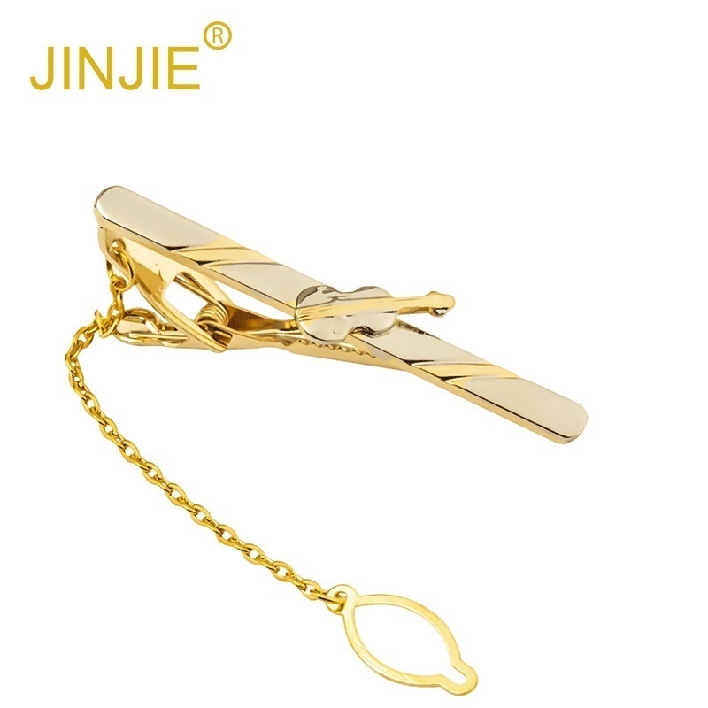 Electroplated Gold Violin Copper Tie Clip High-end Business Simple Formal Banquet Tie Clip