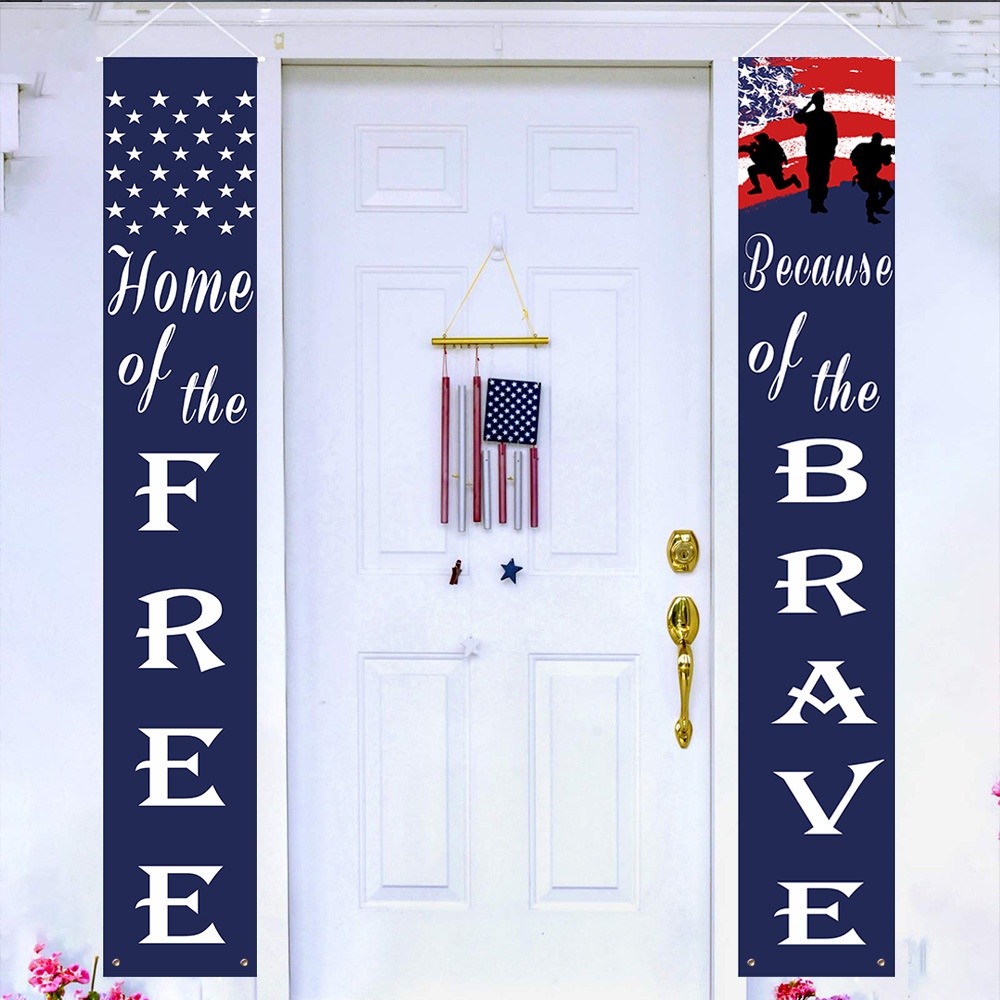 Independence Day Couplet Flag Creative Decoration Wall Sticker Door Curtain Hanging Cloth