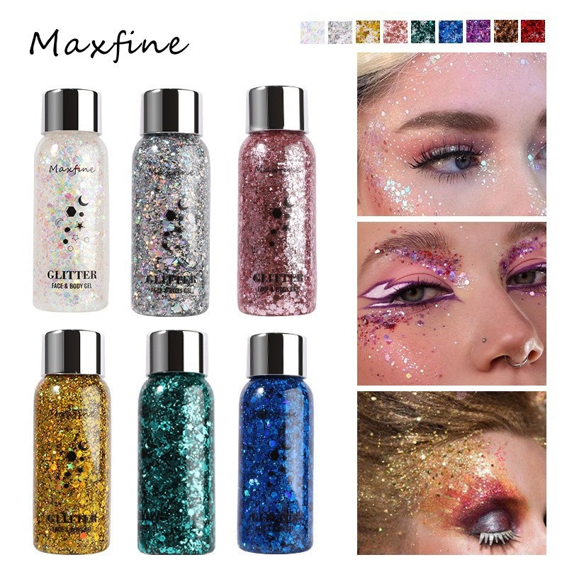 Makeup MAXFINE Liquid Eye Shadow Suit Large Sequ Gel Flash Body Milk Nightclub Stage