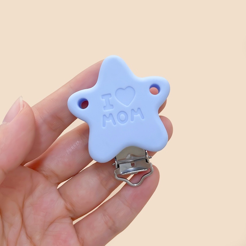 AVariety Of Silicone Hat Brim Clips Star Five-pointed Star Pacifier Clip DIYAnti-drop Accessories Baby Pacifier Anti-drop Chain Iron Clip