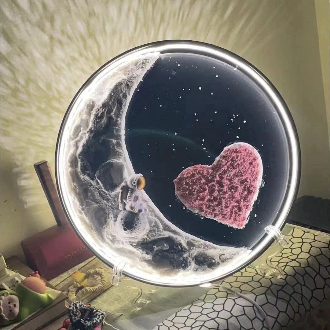 Moon Lamp Moon Lamp Mid- Autumn Texture Painting D I Y Quartz Sand Acrylic Coloring Hand-painted Three-dimensional Decorative Painting